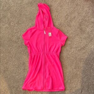 Lilly Pulitzer Chaplin Aura Pink hooded Beach Coverup, Girls XL, NWT